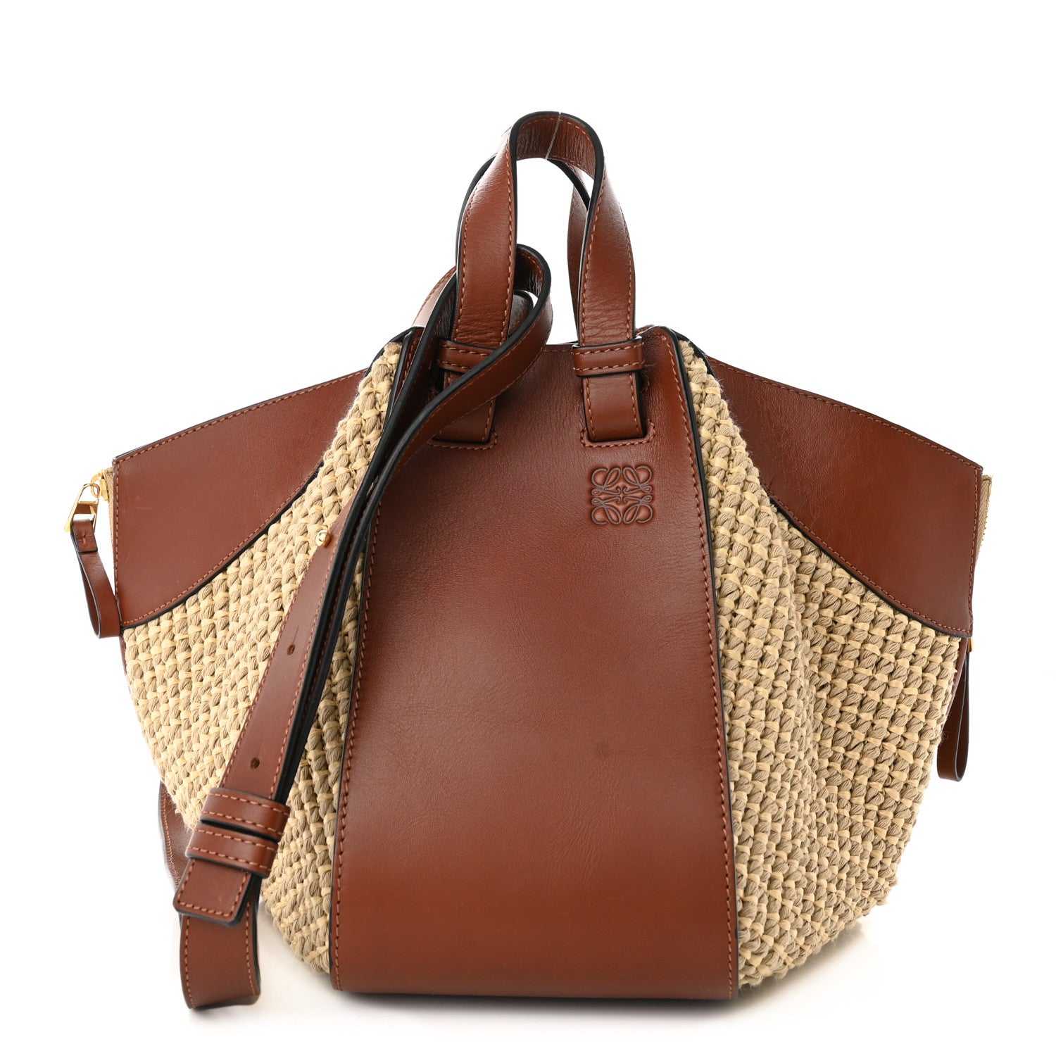 Loewe Calfskin Crochet Small Hammock Shoulder Bag Tan Natural 1 of 9