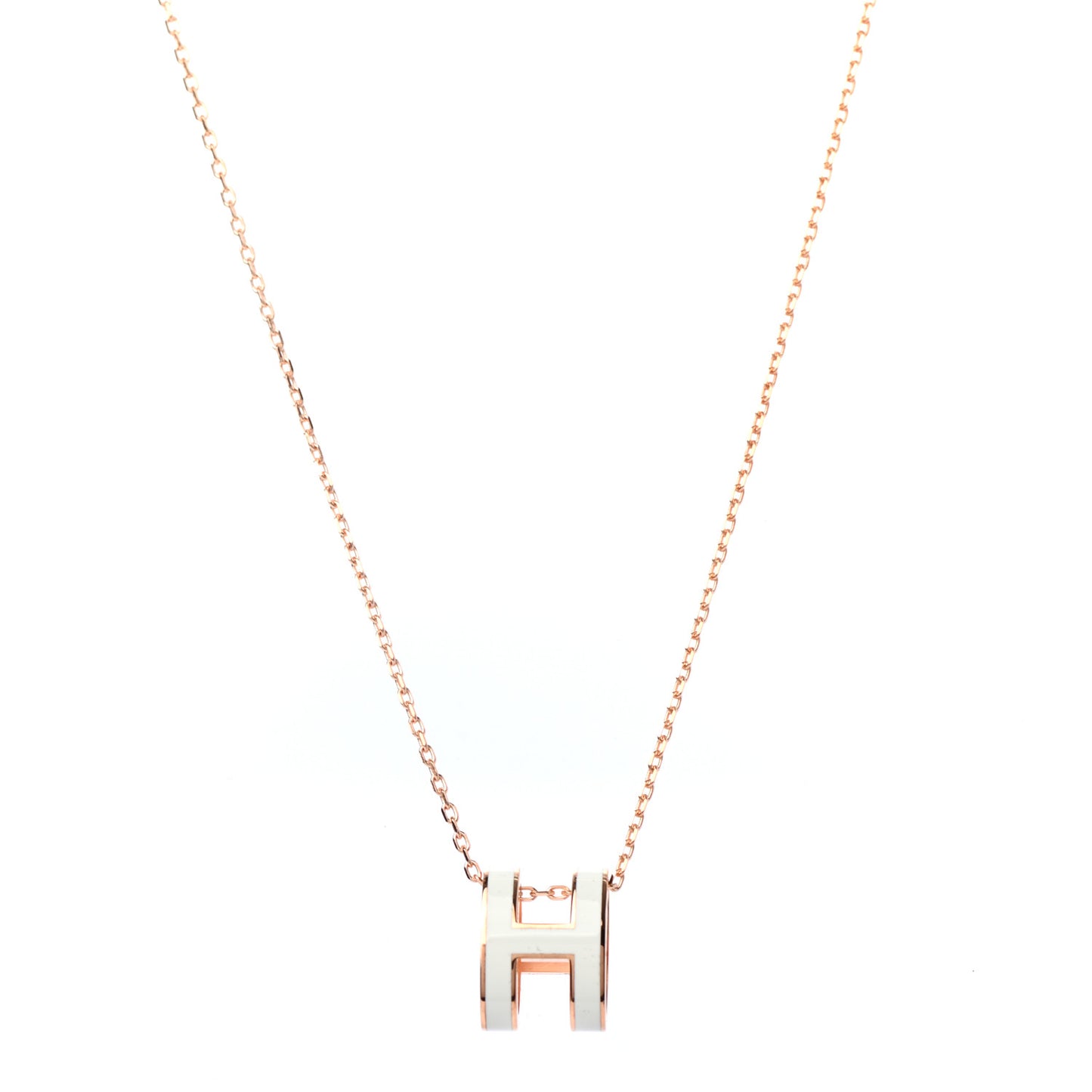 Lacquered Rose Gold Pop H Pendant Necklace White