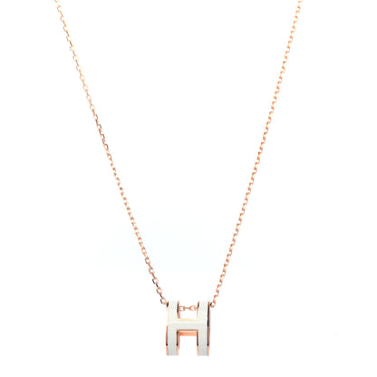 Hermes Lacquered Rose Gold Pop H Pendant Necklace White 1 of 5