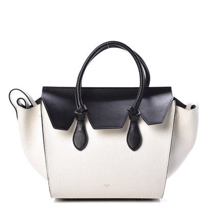 Celine Elephant Calfskin Mini Bi-Color Tie Knot Tote White Black 1 of 16