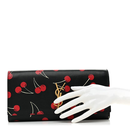 Saint Laurent Grained Calfskin Cherry Classic Monogram Clutch 2 of 7