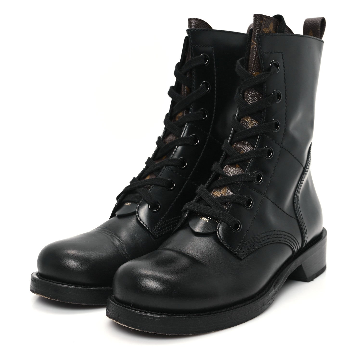 Louis Vuitton Calfskin Monogram Metropolis Flat Ranger Boots 40 Black 4 of 10