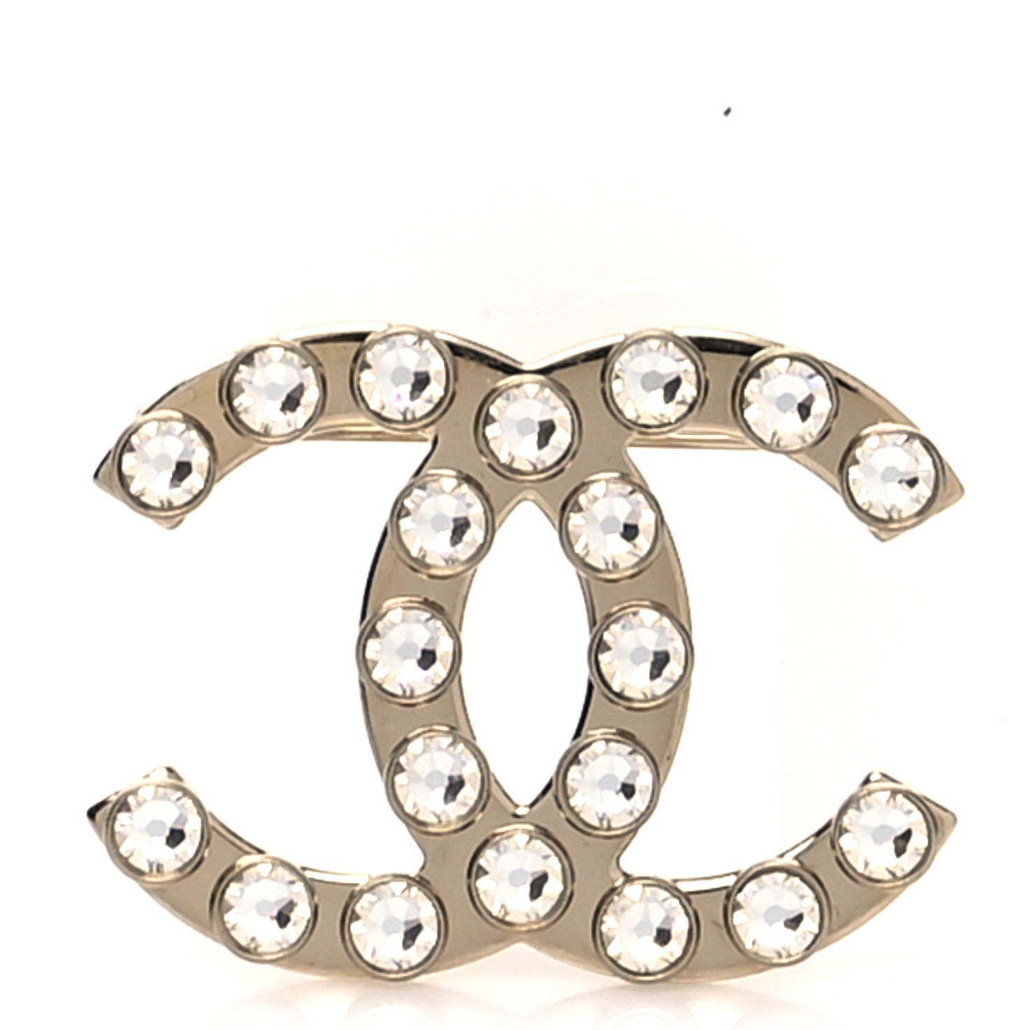 Chanel Crystal CC Brooch Gold 1 of 4
