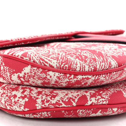 Christian Dior Canvas Reverse Embroidered Toile De Jouy Saddle Bag Fuchsia Multicolor 5 of 9