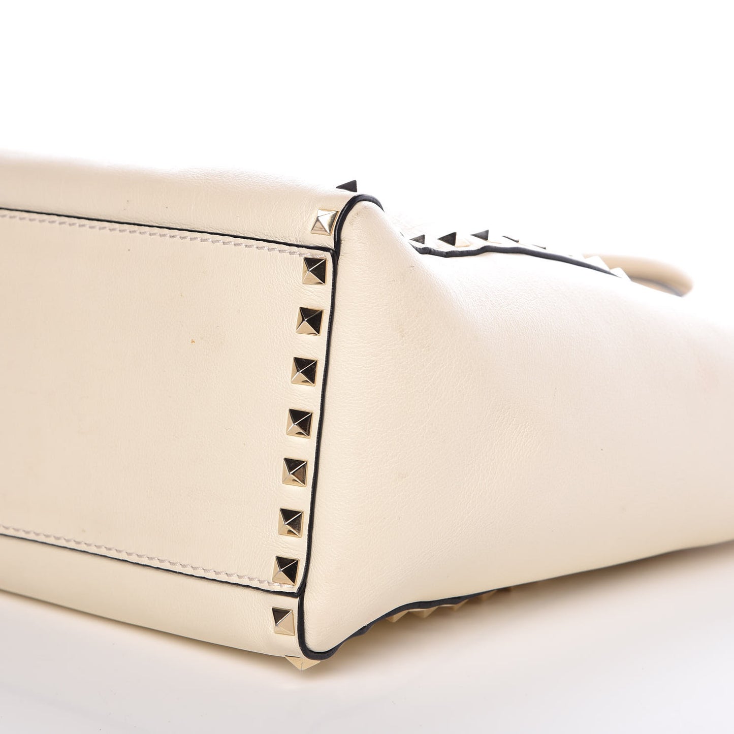 Vitello Rockstud Double Handle Tote Ivory