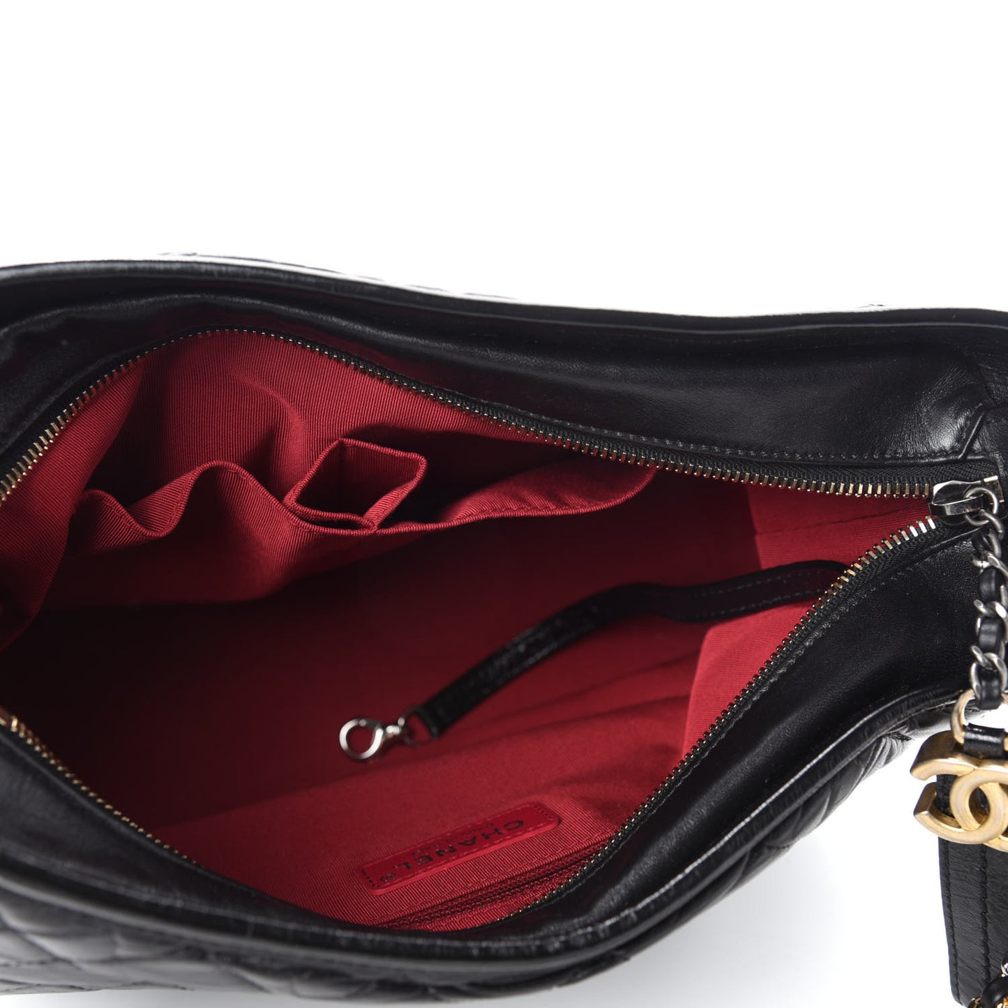 Aged Calfskin Quilted Medium Gabrielle Hobo Black