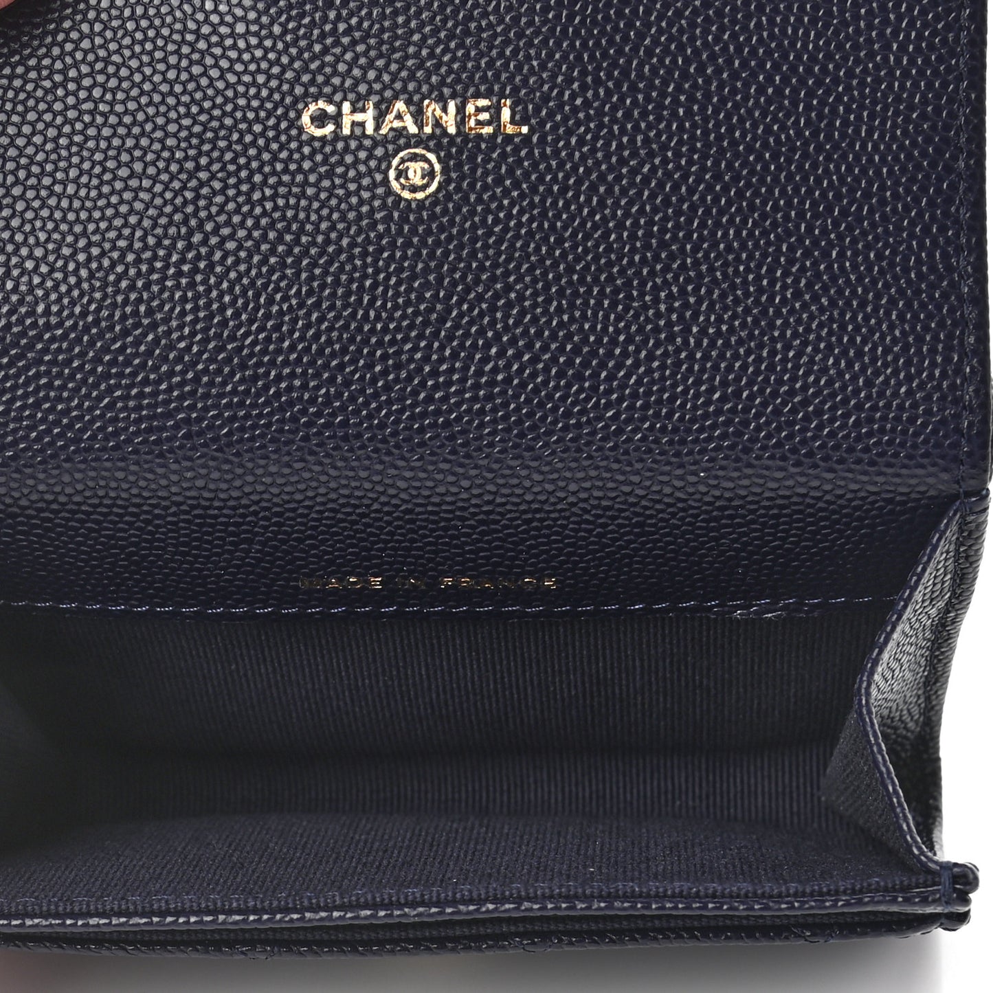 Caviar Quilted Flap Card Holder Wallet Navy