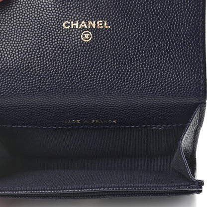 Chanel Caviar Quilted Flap Card Holder Wallet Navy 6 of 8