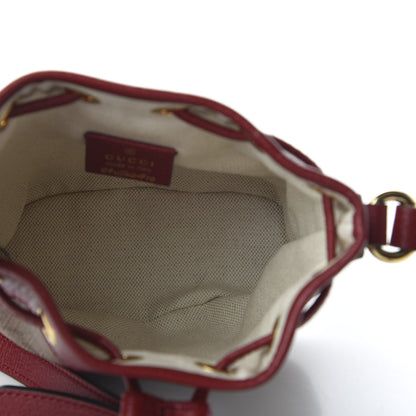 Gucci X DORAEMON Mini Vintage GG Supreme Monogram Textured Dollar Calfskin Mini Bucket Bag Beige Ebony Multicolor New Cherry Red 5 of 9