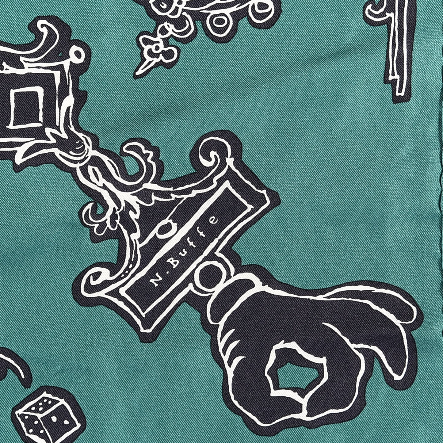 Silk Serio Ludere Scarf 90 Vert Black White
