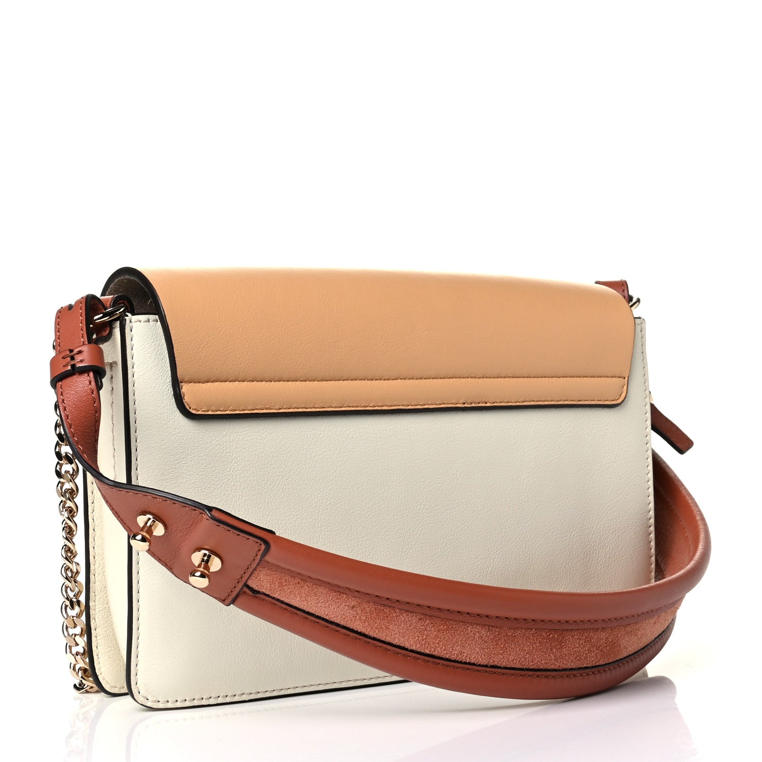 Chloe Calfskin Small Colorblock Faye Shoulder Bag Brown White 2 of 5