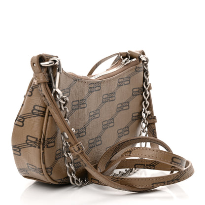 Balenciaga Coated Canvas BB Monogram Le Cagole Mini Purse With Chain Beige Brown 3 of 10
