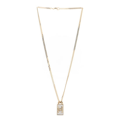 Chanel Crystal Dog Tag Charm Necklace Gold 3 of 7