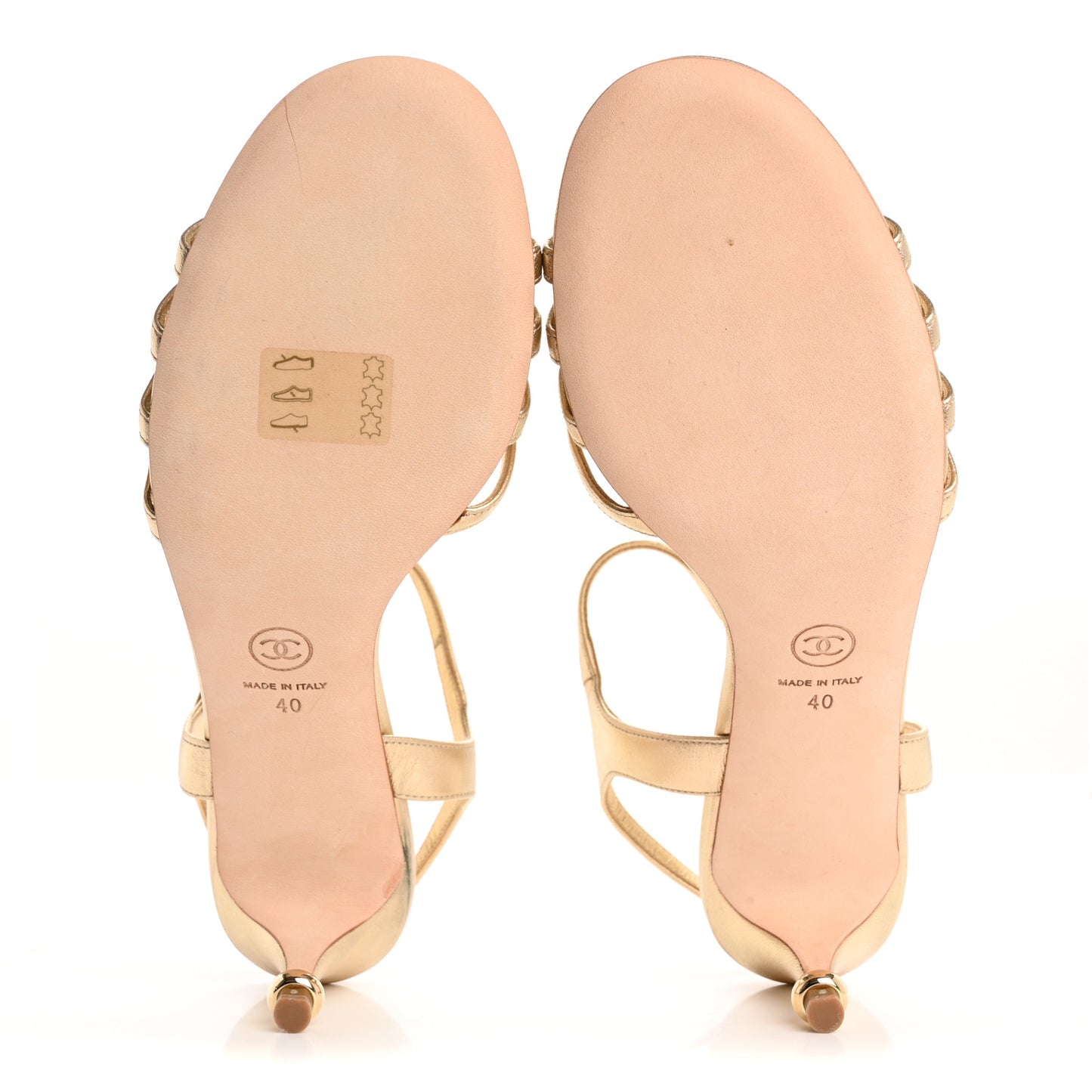 Metallic Lambskin Camellia Sandals 40 Gold