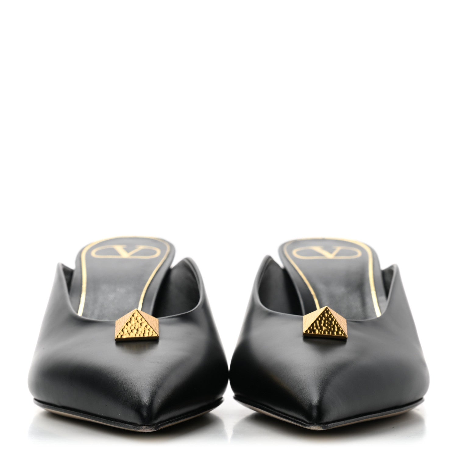 Valentino Garavani Calfskin Roman Stud 65mm Mules 35.5 Black 2 of 10