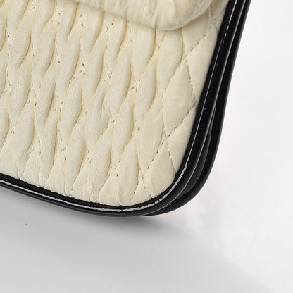 Chanel Vinyl Lambskin Quilted Shoulder Flap Beige Black 13 of 16