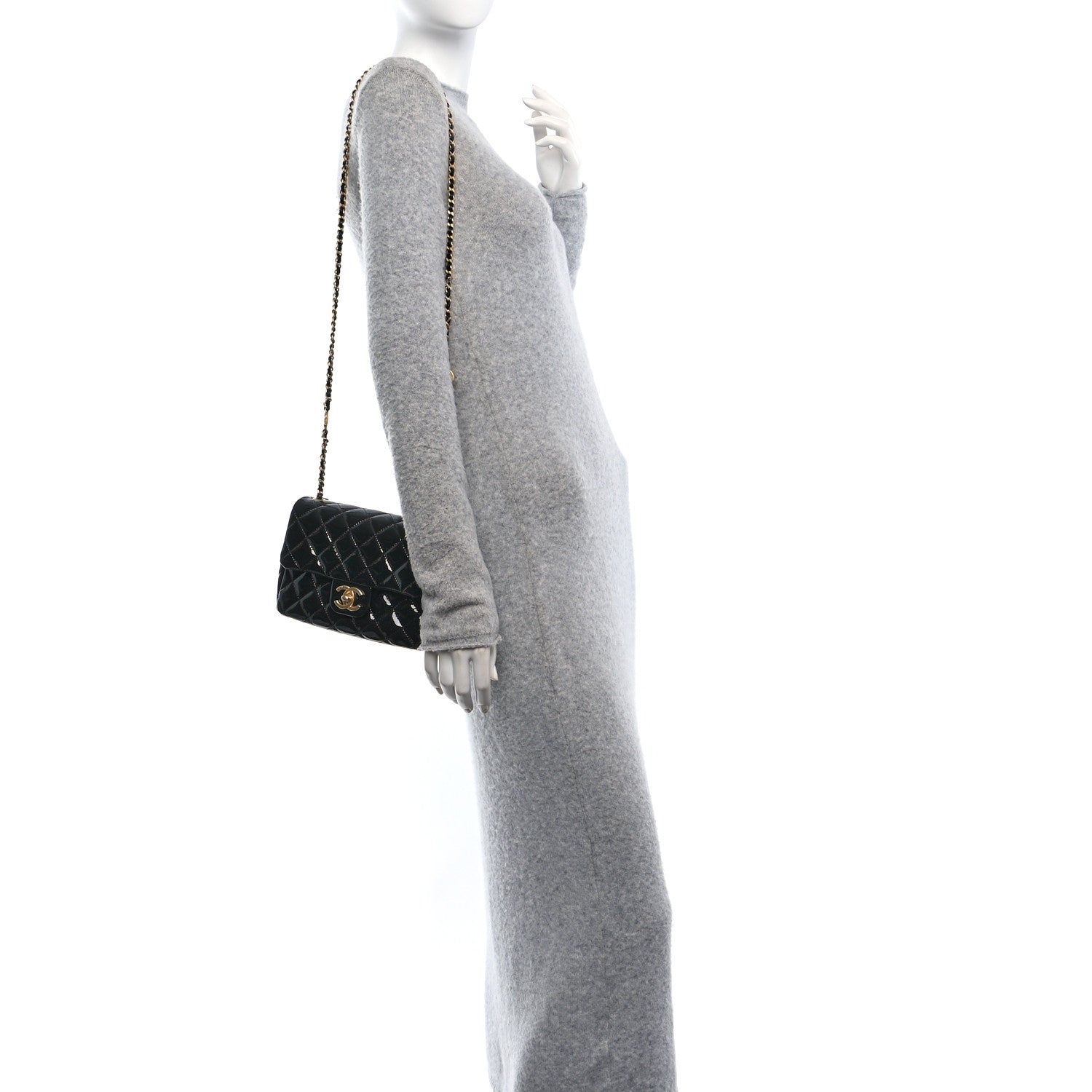 Chanel Patent Enamel Quilted Small Coco Hearts Square Flap Black 3 of 10