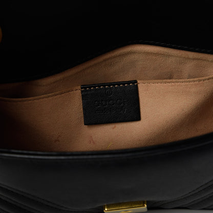Gucci Calfskin Matelasse Mini GG Marmont Shoulder Bag Black 8 of 11