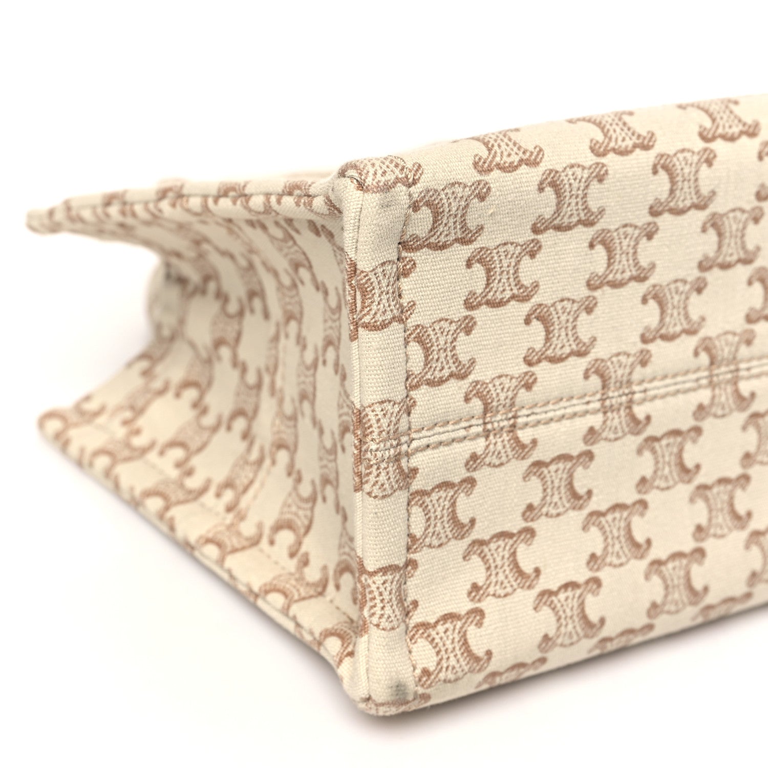 Celine Canvas Calfskin Triomphe Print Small Cabas Thais White 8 of 9