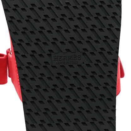 Hermes Suede Goatskin Womens Chypre Sandals 38 Rose Vermillon 6 of 9