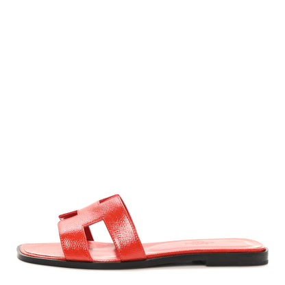 Hermes Patent Epsom Oran Sandals 37.5 Jasper Rouge 1 of 8