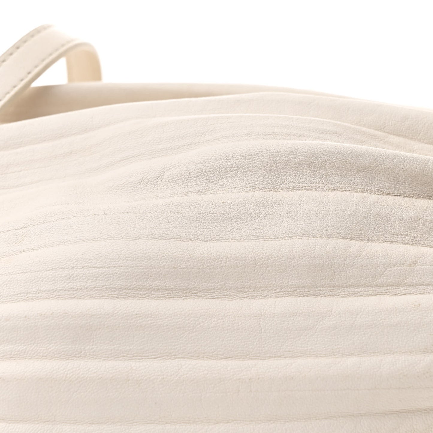 Lambskin Pleated Bracelet Pouch Shoulder Bag White