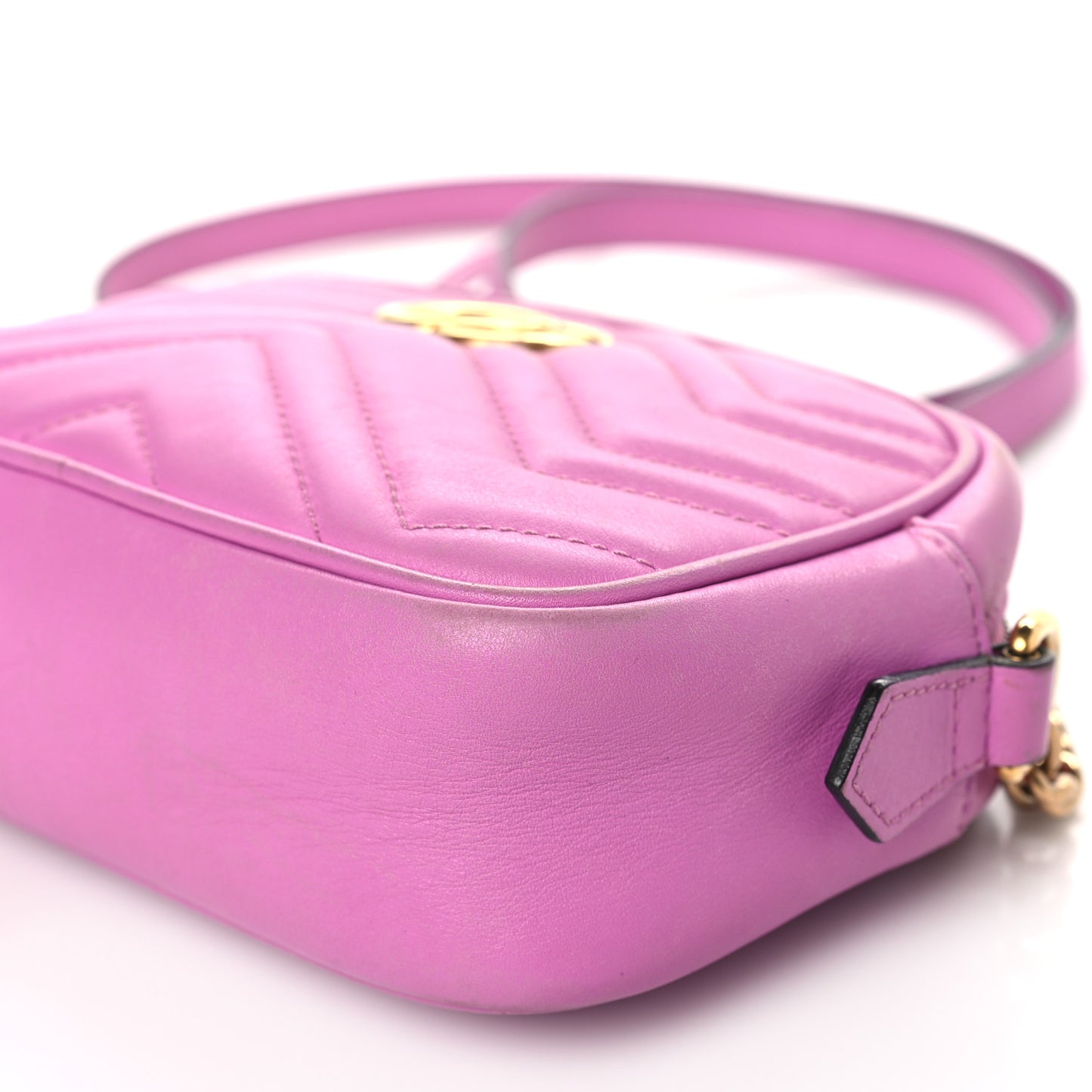 Calfskin Matelasse Mini GG Marmont Chain Shoulder Bag Candy Mousse