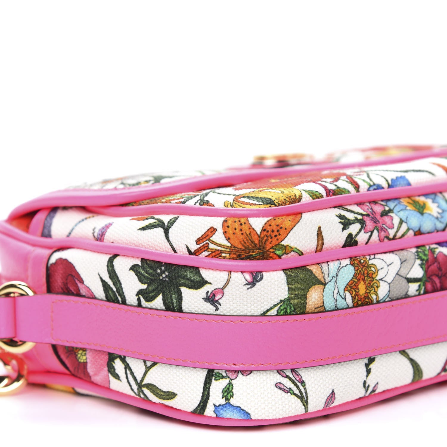 Gucci Canvas Flora Floral Shoulder Bag White Fuchsia Fluo 8 of 10