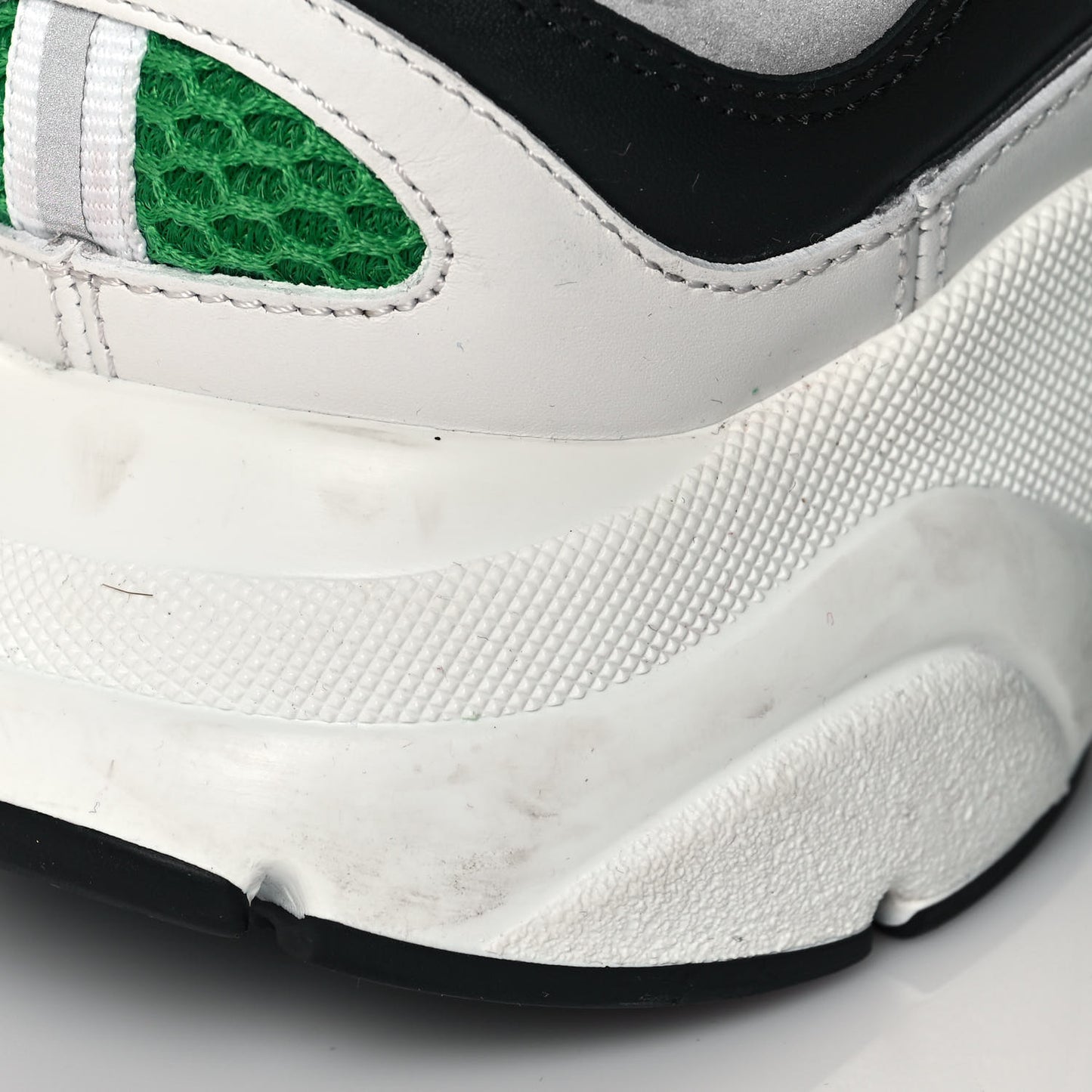 Technical Mesh Calfskin Mens B22 Sneakers 44 White Black Green