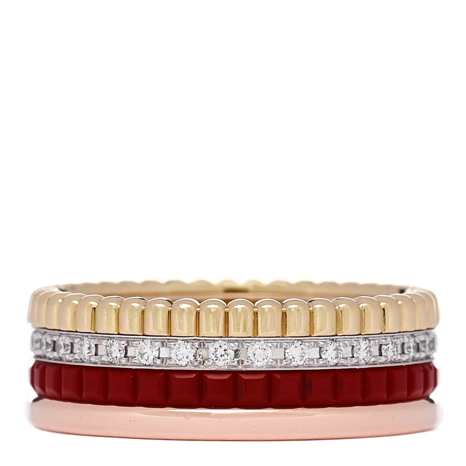 Boucheron 18K Pink Yellow White Gold PVD Diamond Small Quatre Classique Ring 52 6 Red 3 of 6