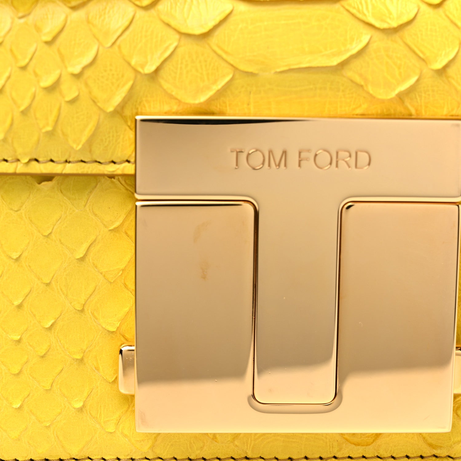 Tom Ford Semi Shiny Snakeskin Small T Clasp Crossbody Yellow 9 of 11
