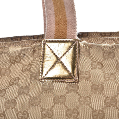 Gucci GG Monogram Medium Web Handle Bucket Tote Pink Gold 15 of 21