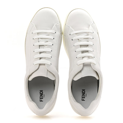 Fendi Vitello Karligraphy Embossed Low Top Sneakers 9 White 2 of 10