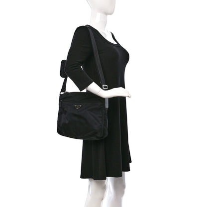 Prada Re-Nylon Vela Saffiano Pocket Double Zip Messenger Bag Black 2 of 8