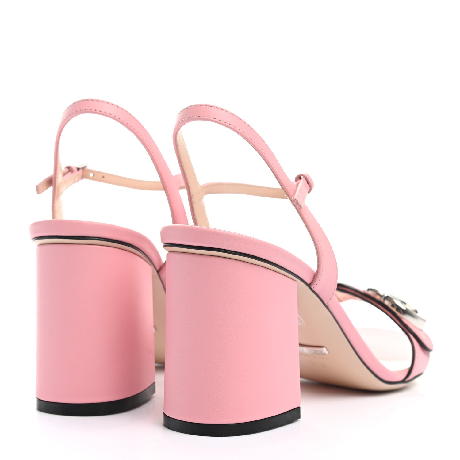 Gucci Lifford Calfskin GG Marmont Ankle Wrap 75mm Sandals 38.5 Wild Rose 4 of 7