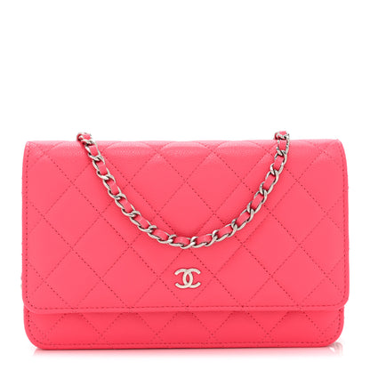 Chanel Caviar Quilted Wallet on Chain WOC Dark Pink 1 of 12