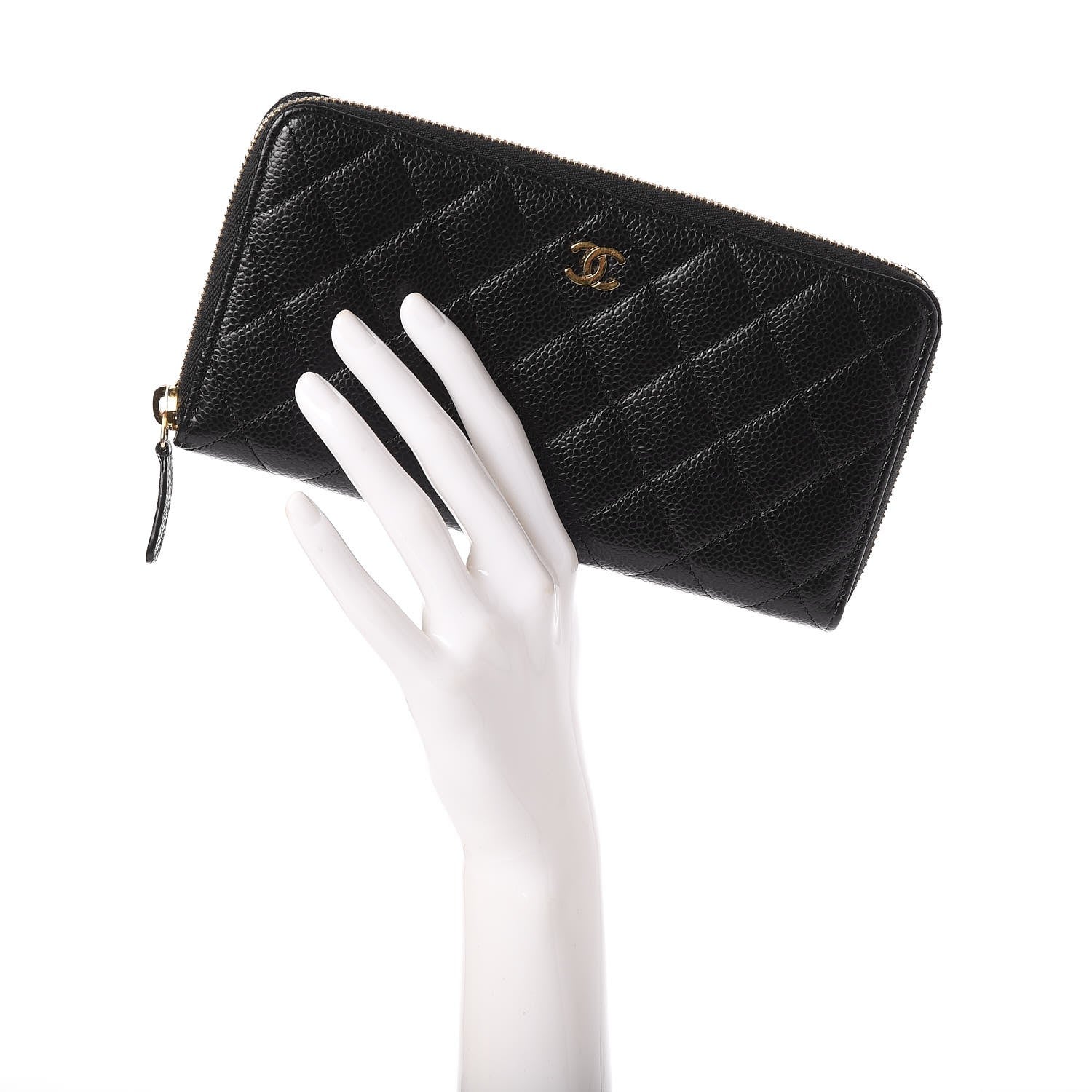 Chanel Caviar Quilted Large Gusset Zip Around Wallet Black 2 of 9
