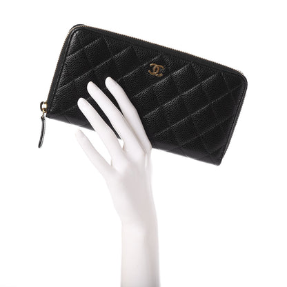 Chanel Caviar Quilted Large Gusset Zip Around Wallet Black 2 of 9