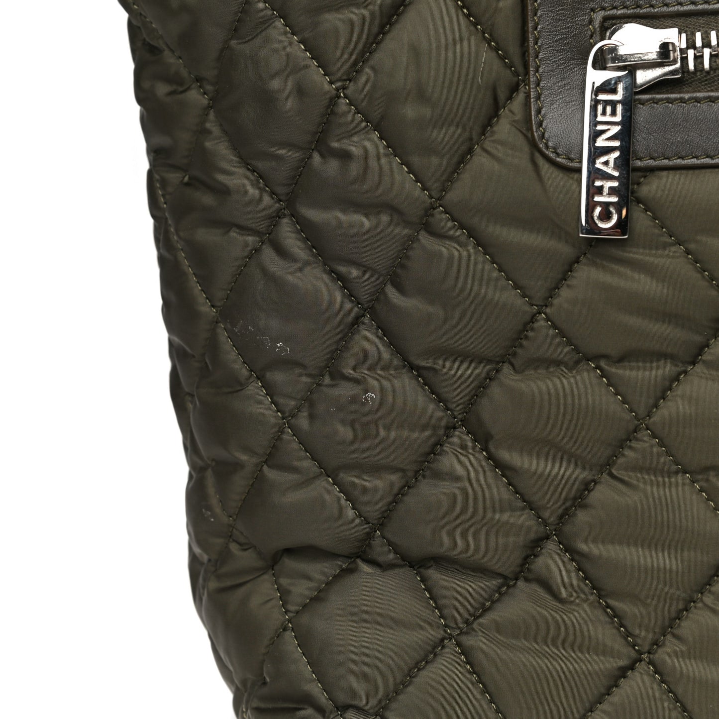 Nylon Quilted Medium Coco Cocoon Tote Khaki