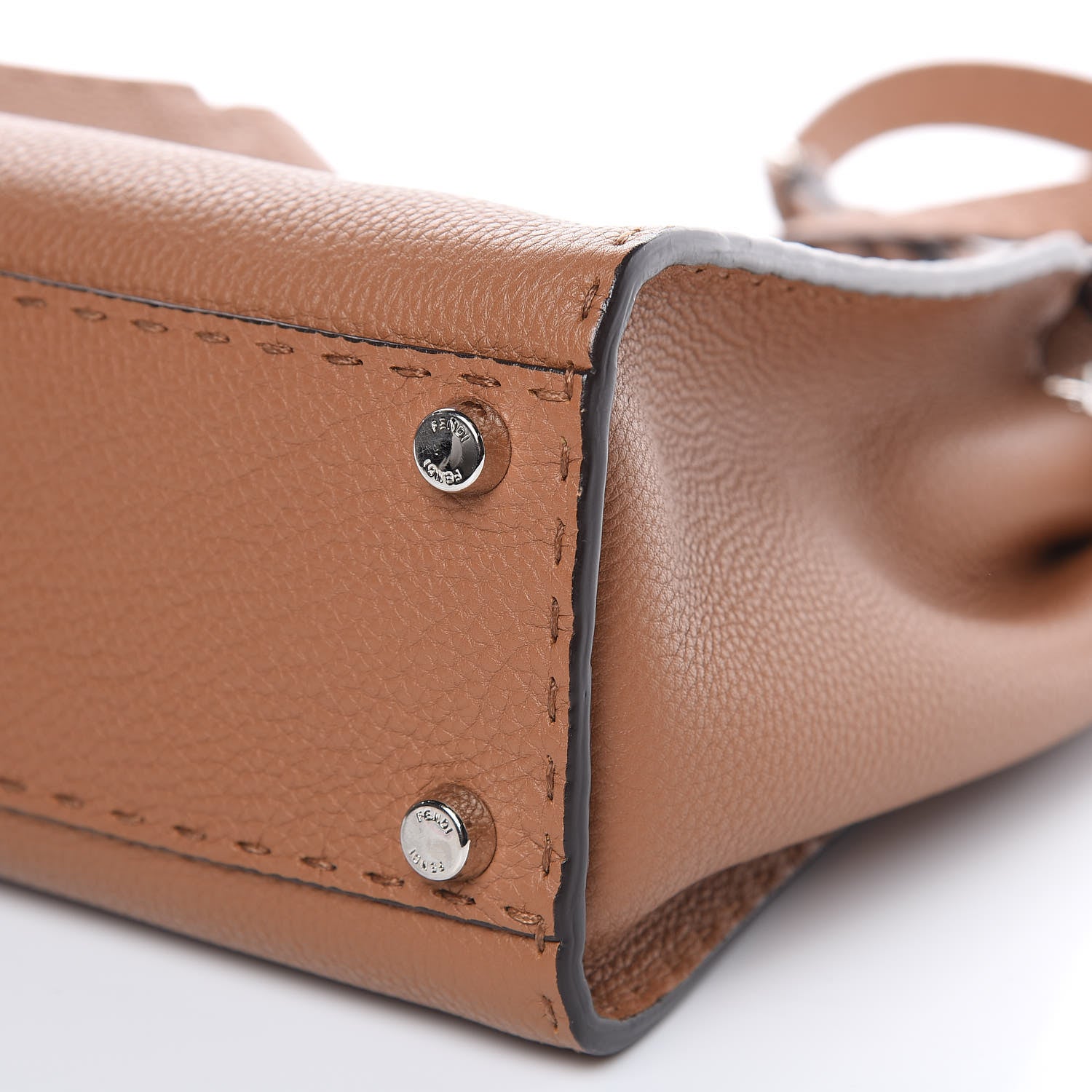 Fendi Cuoio Romano Selleria Bi-Color Medium Peekaboo Iconic Satchel Mou Deserto 10 of 13