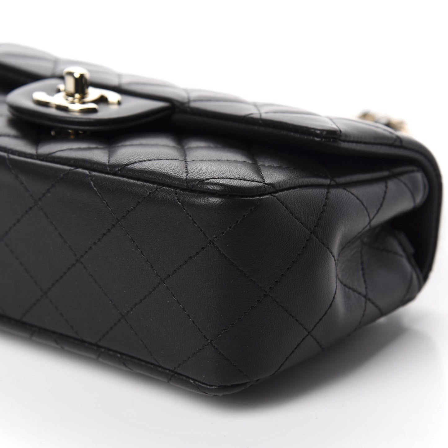 Lambskin Quilted Mini Rectangular Flap Black