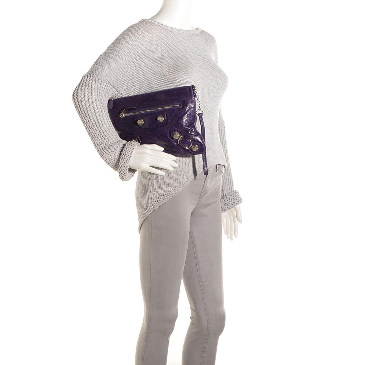 Agneau Giant 21 Silver Hardware Flat Handle Clutch Raisin