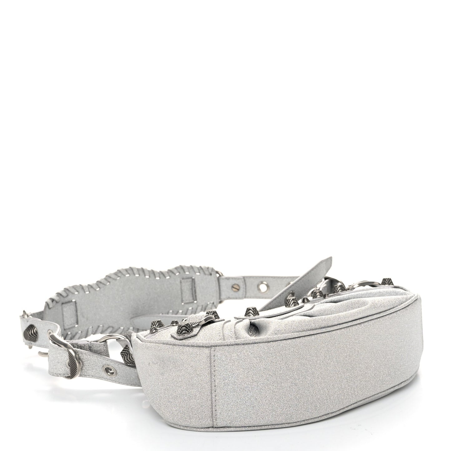 Sparkling Fabric Le Cagole Shoulder Bag XS Silver