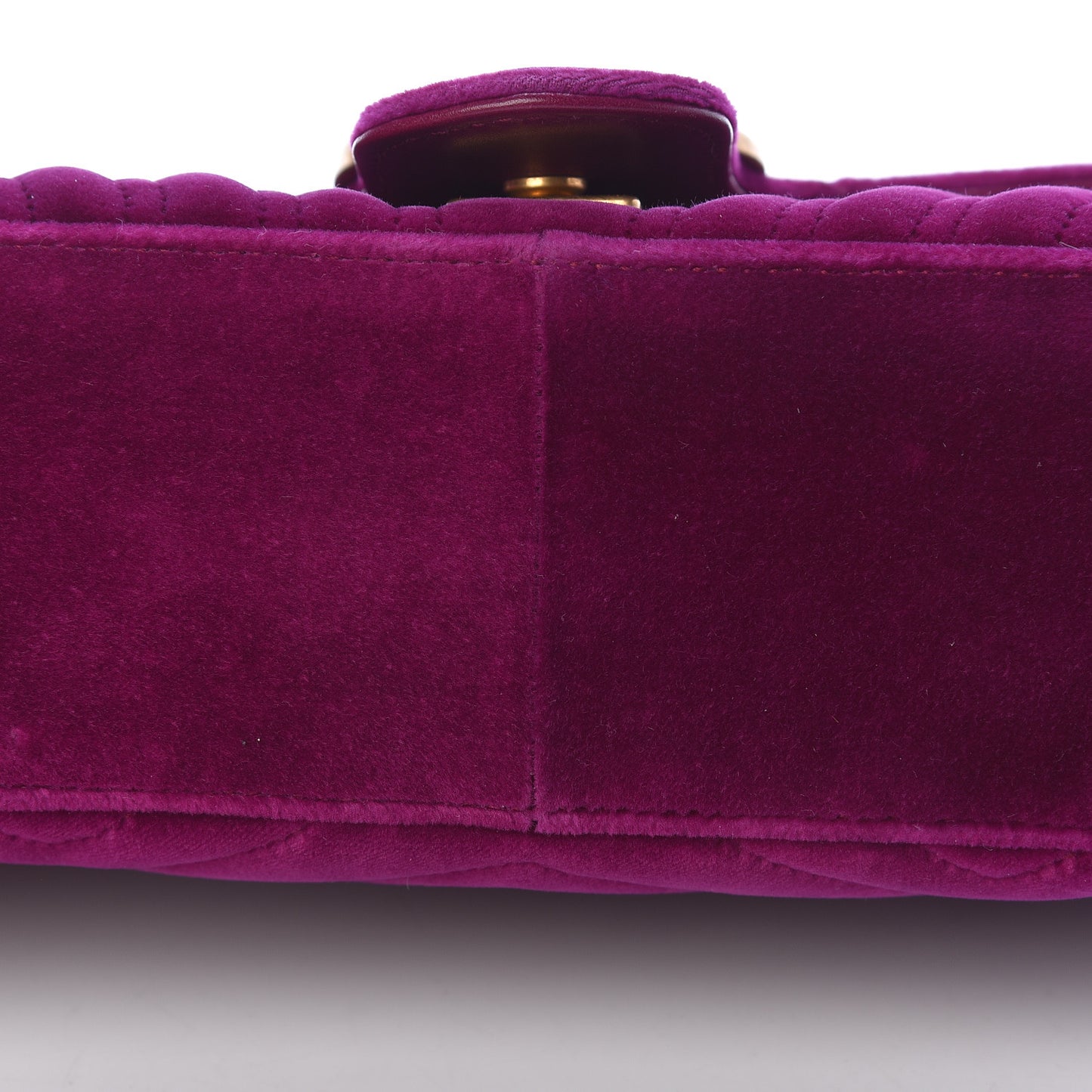 Velvet Matelasse Small GG Marmont Shoulder Bag Fuchsia Violet Cyclamen