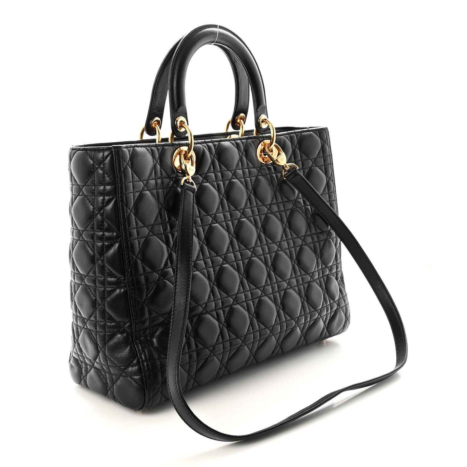 Christian Dior Lambskin Cannage Large Lady Dior Black 1914112
