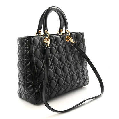 Christian Dior Lambskin Cannage Large Lady Dior Black 3 of 10