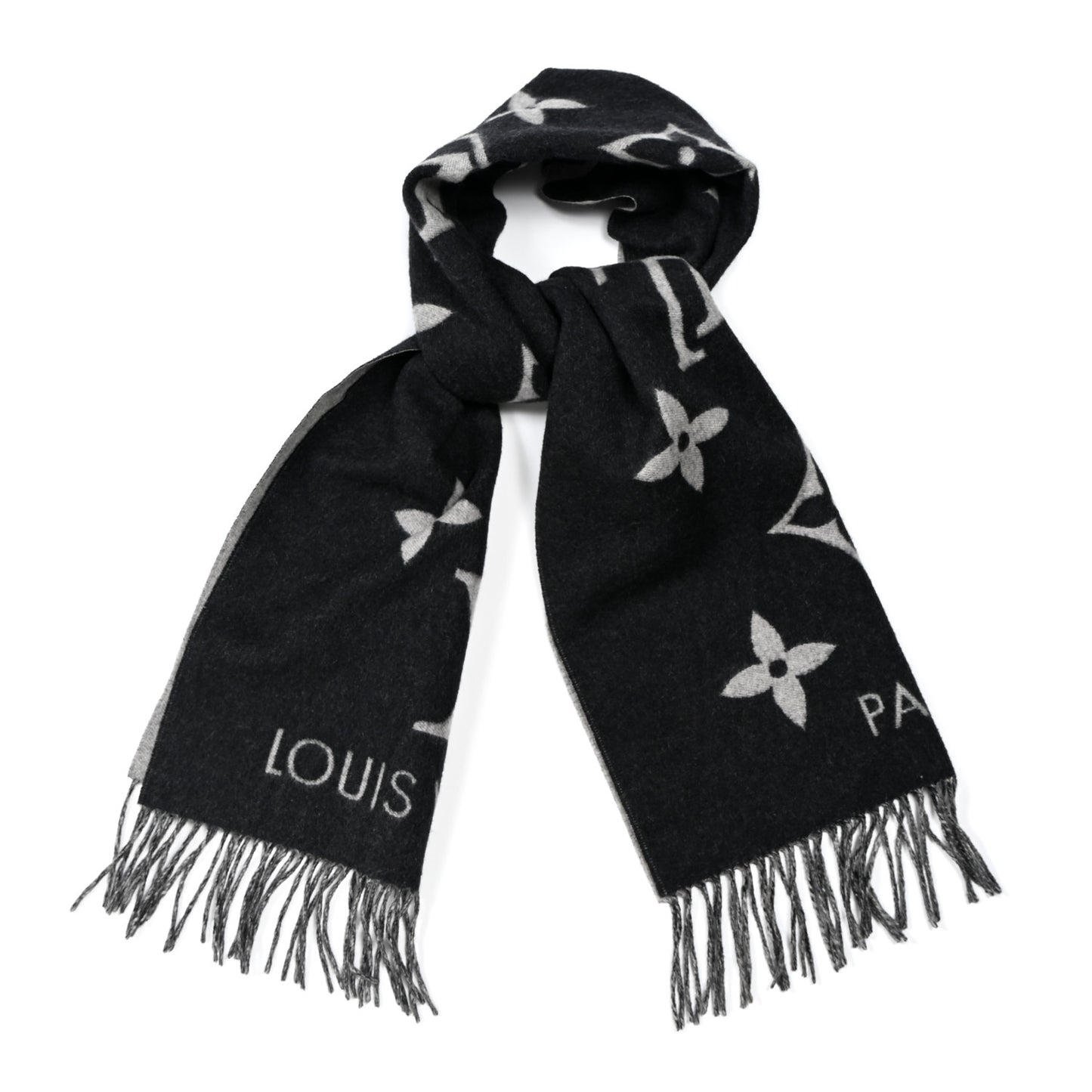 Cashmere Monogram Reykjavik Scarf Black