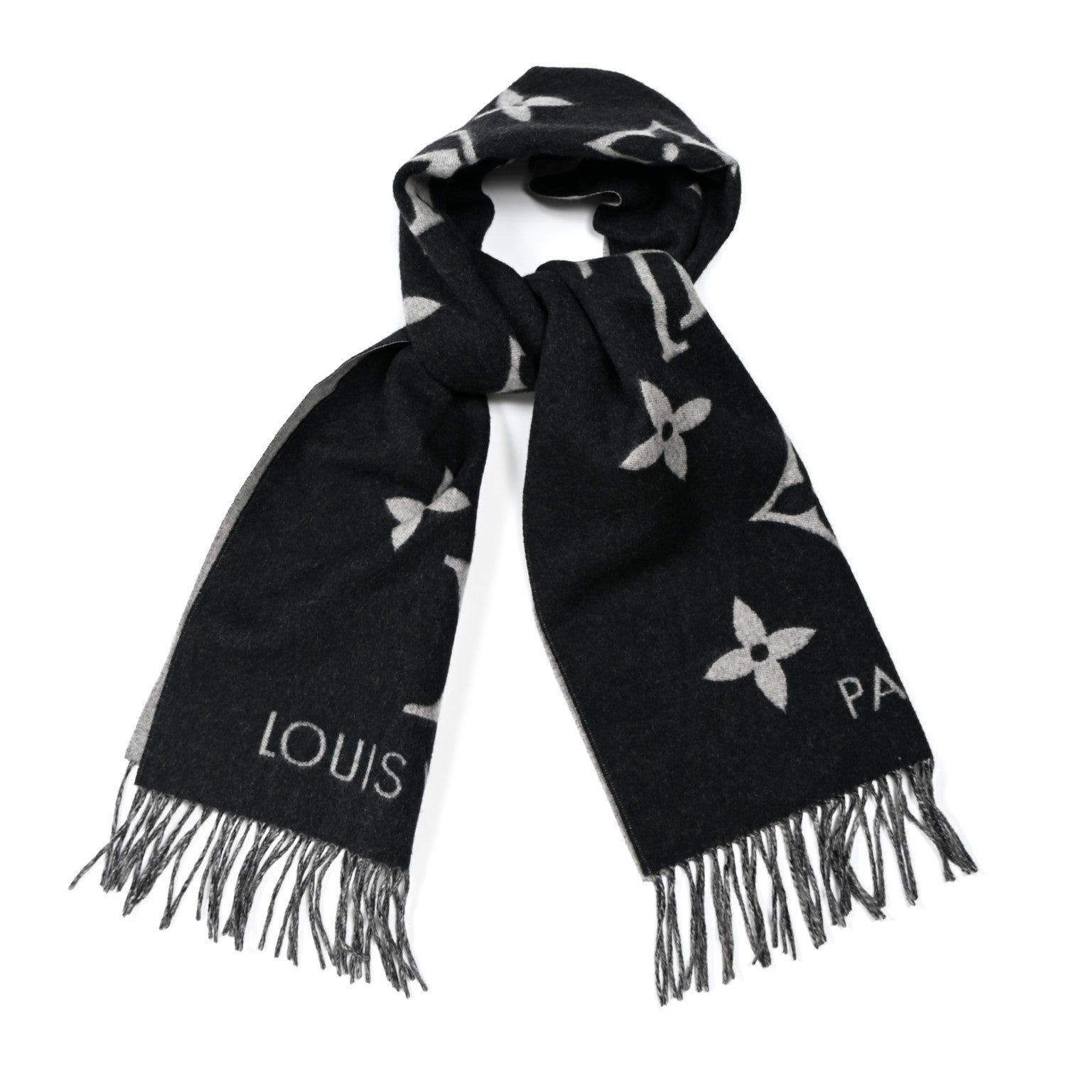 Louis Vuitton Cashmere Monogram Reykjavik Scarf Black 1 of 5