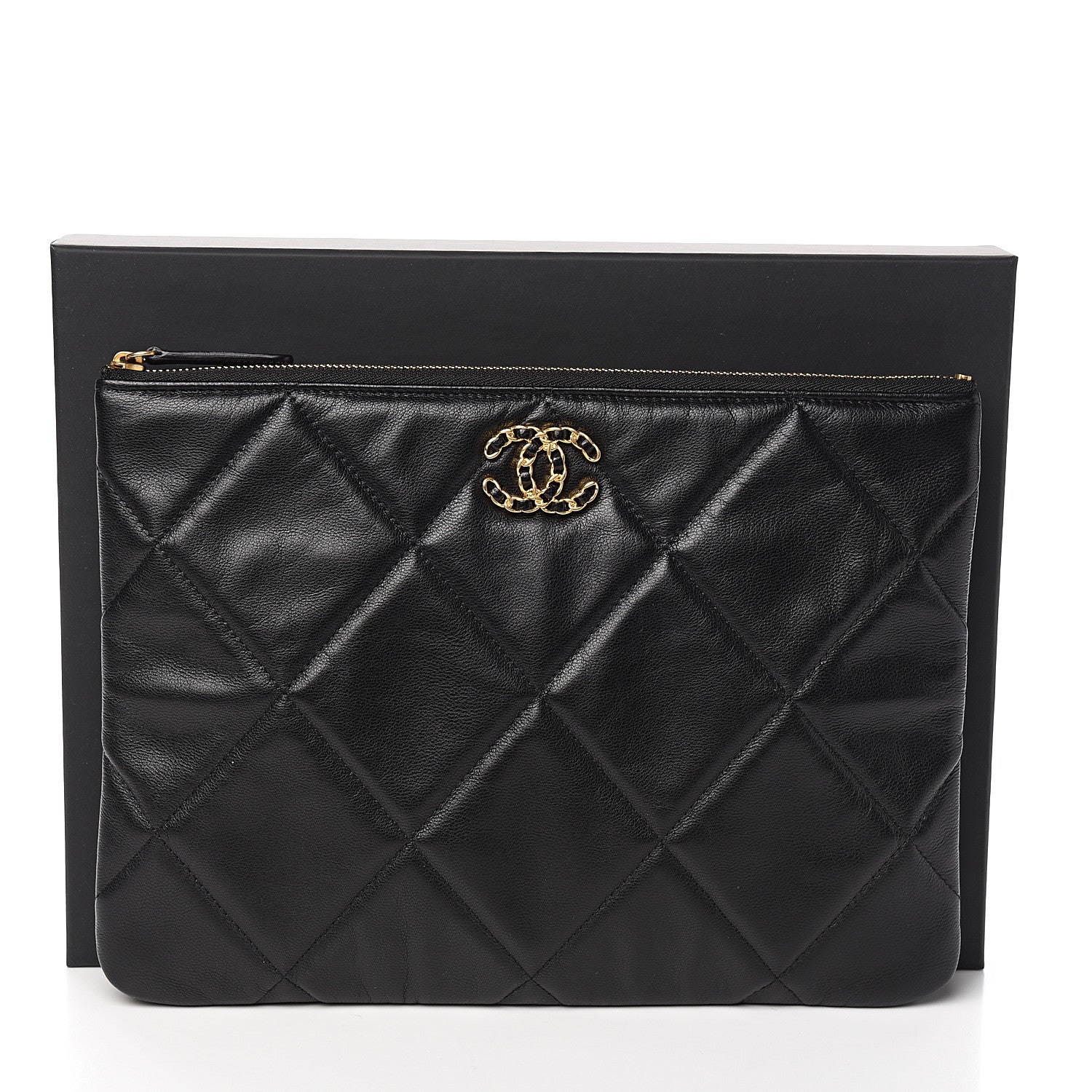 Chanel Goatskin Quilted Large 19 Cosmetic Case Black 7 of 7
