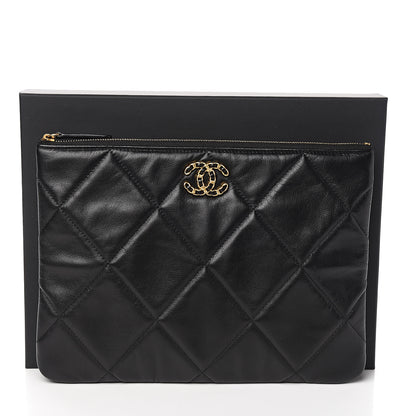 Chanel Goatskin Quilted Large 19 Cosmetic Case Black 7 of 7
